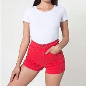American Apparel Red High Waisted Shorts